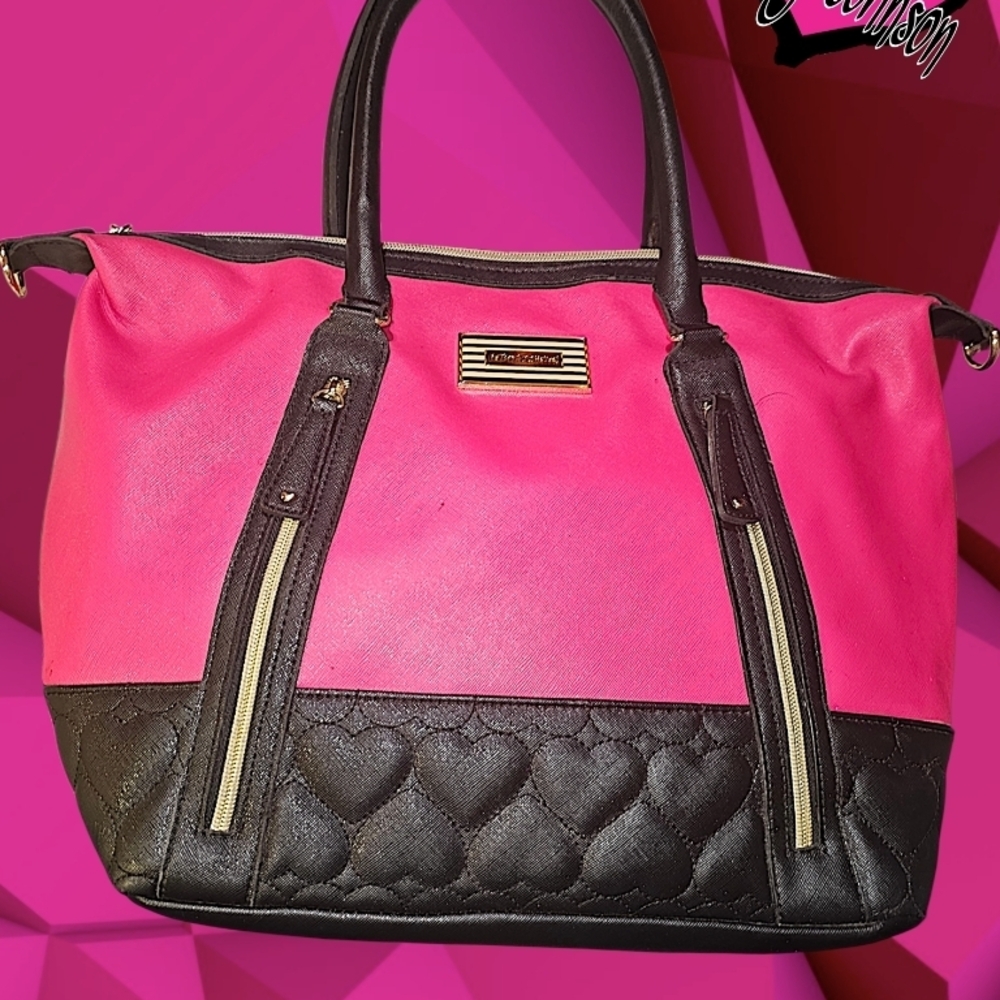 Pink and Black Betsey Johnson Women's Bag